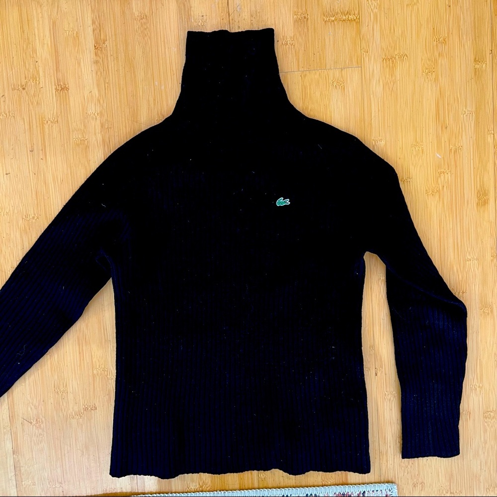 Lacoste Shrunken Wool Ribbed Turtleneck